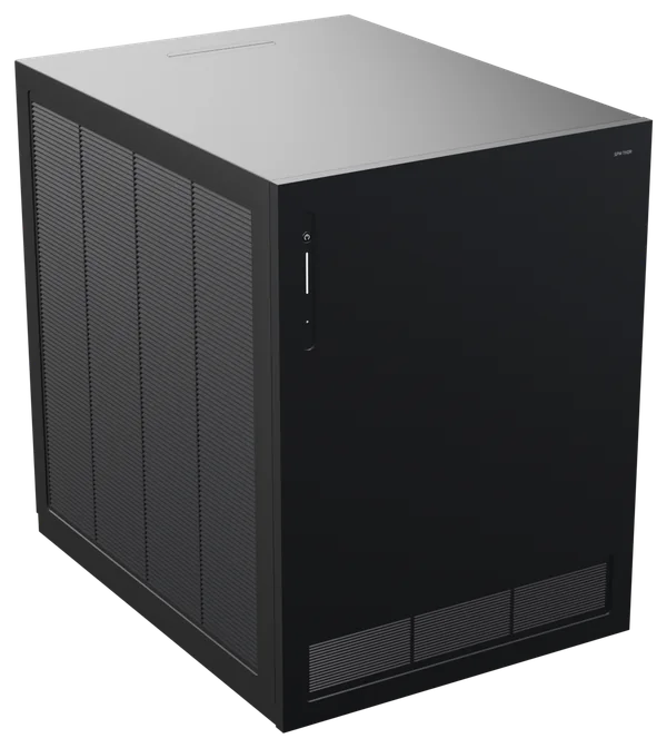 SPM Thor concept: a matte black 22-litre cube with louvred side panels, a flush pop-up handle in the top and a slim control strip on the front